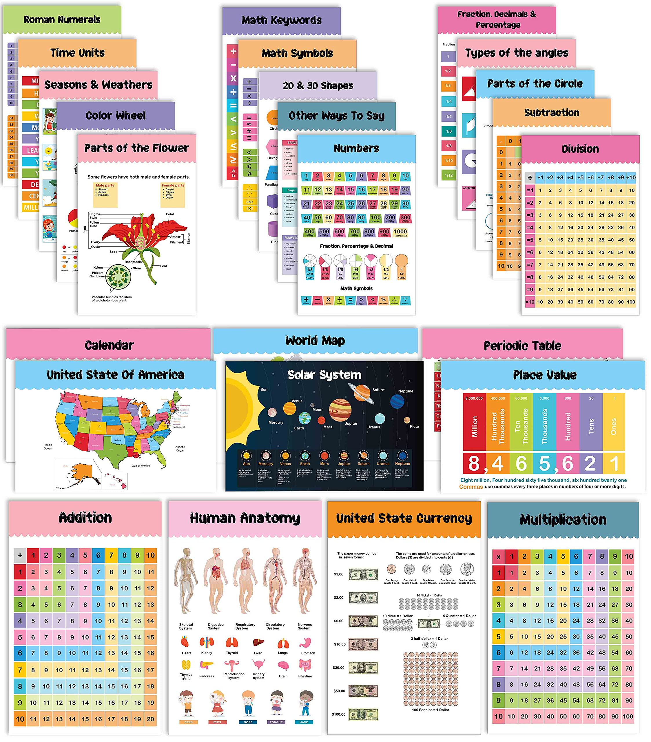 Affiches éducatives Traceease lamellées pour éviter les déchirures des posters de classe