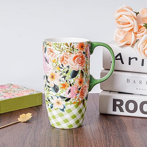 Vista 59 de Topadorn Taza de cerámica del café de la porcelana de la taza del té con la tapa en la caja del presente 17oz girasoles Girasoles,Café