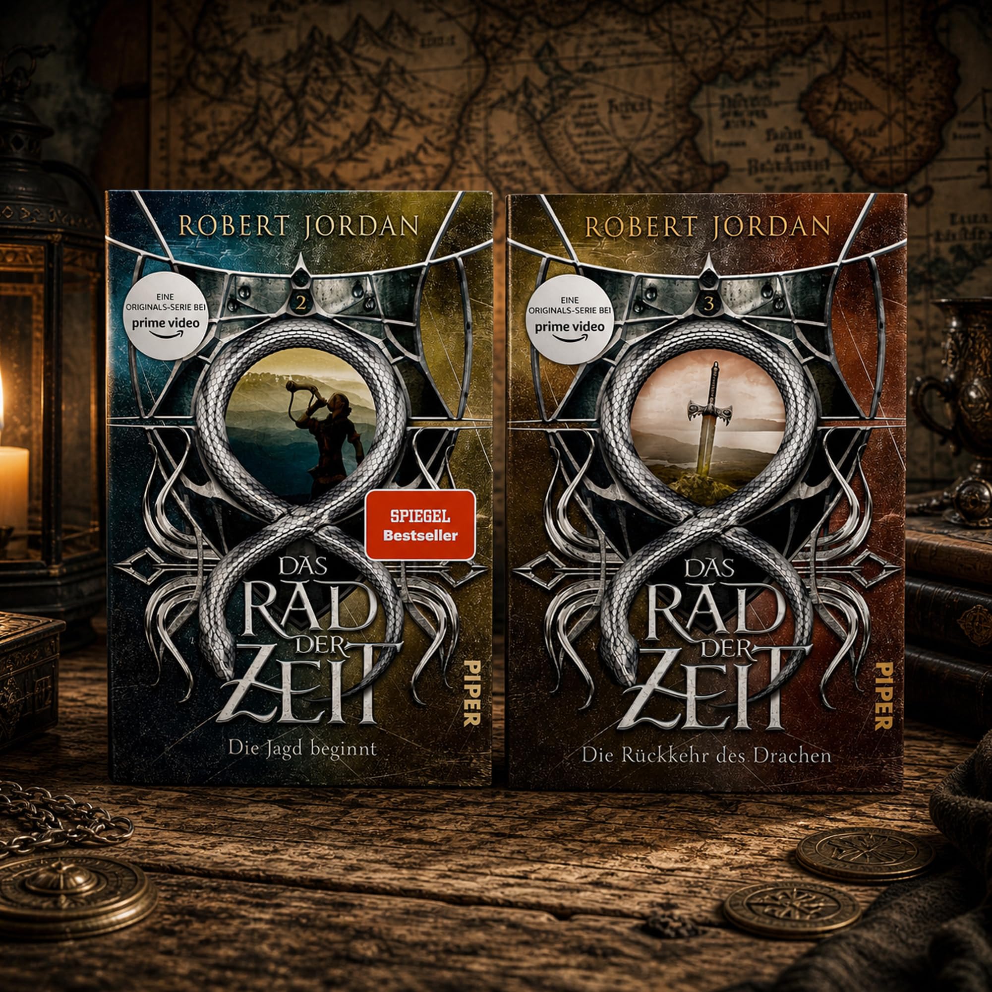Robert Jordan - Buchset - Das Rad der Zeit - Band 0 bis 14 komplette Fantasy-Saga mit Brandon Sanderson, Wheel of Time Romane, High Fantasy Bücher für Fantasy-Fans mit einem exklusiven Lesezeichen