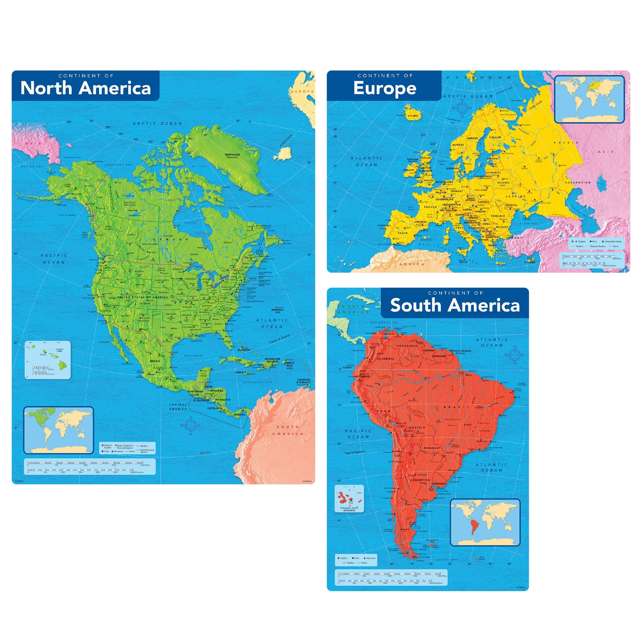 Continents of the World Lernset von TREND, 18-tlg.