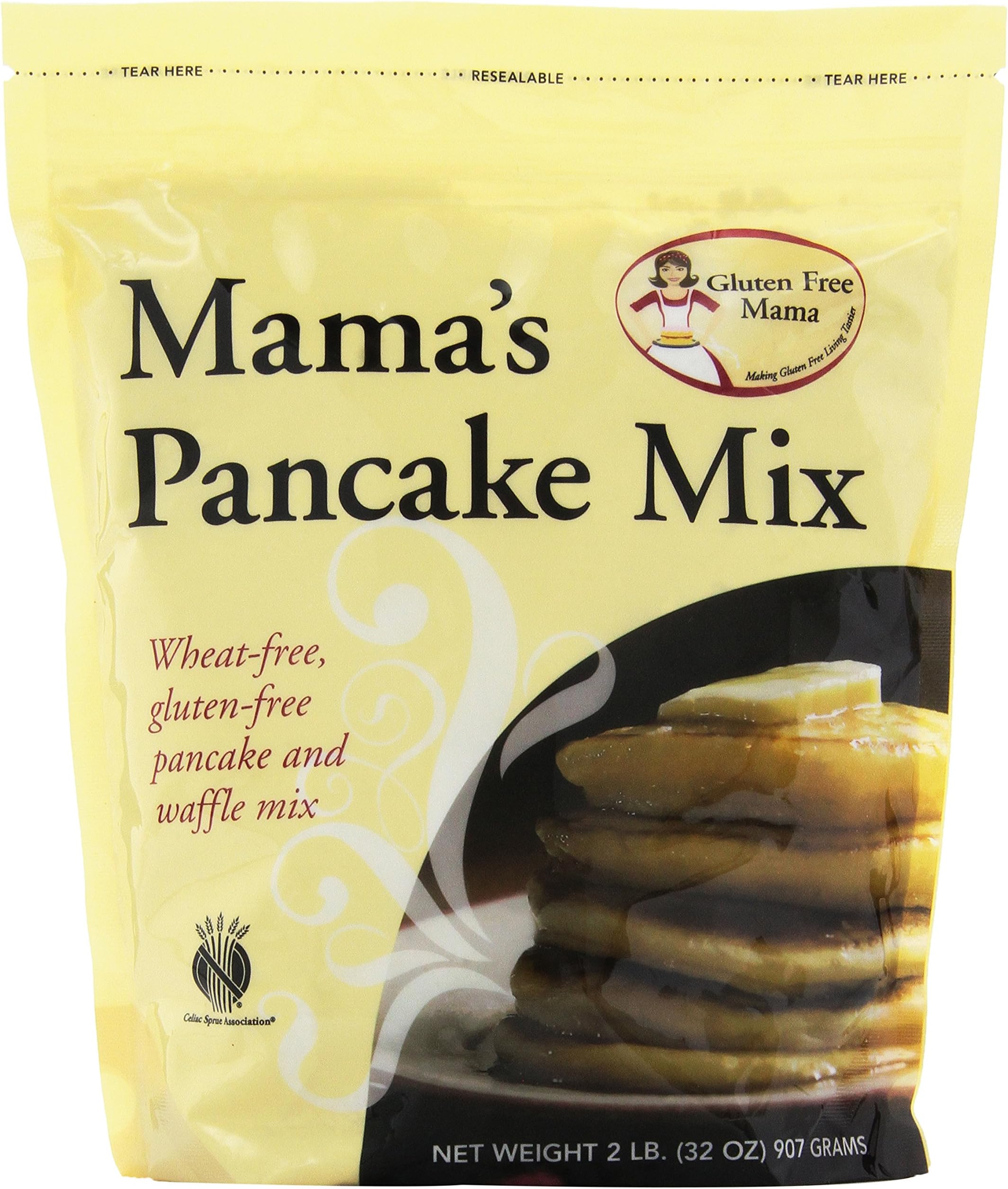 Gluten Free Mama, Mama's Pancake Mix and Waffle Mix, 32 Ounce Pouch (Pack of 6)