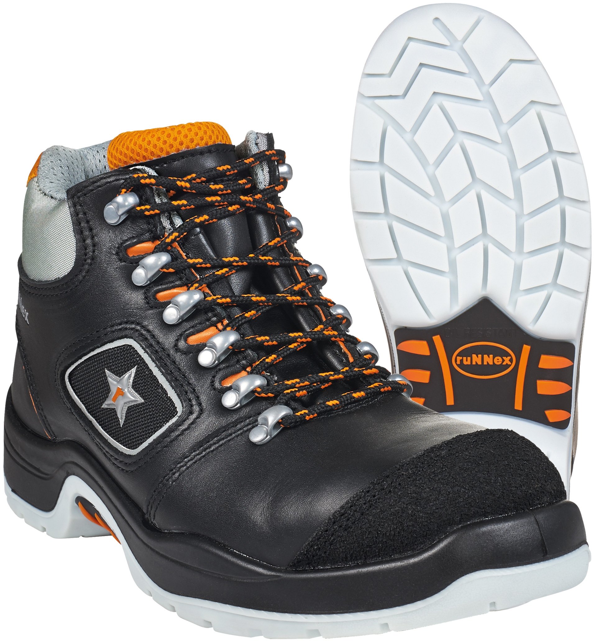 ruNNex Sicherheitsschuhe S3 Arbeitsschuhe mit Alu-Kappe, baugeeignet, 44, schwarz, 5308