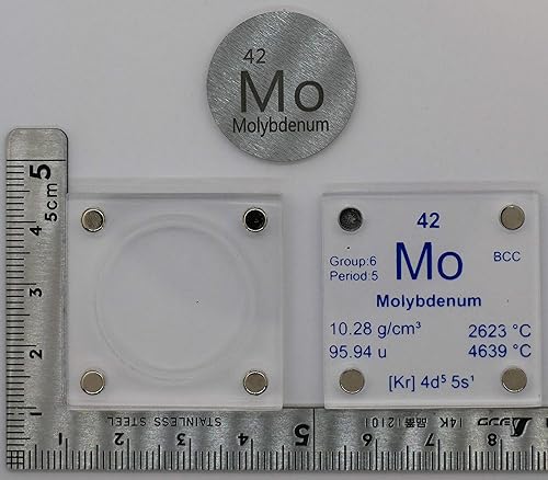 Miniatura 4 de Molibdeno (Mo) Disco de metal de 0.955 in con estuche acrílico para colección o experimentos