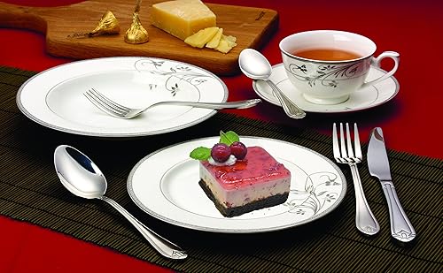 Miniatura 5 de Lorenzo Elegante servicio de porcelana de hueso de 57 piezas para 8 juegos de vajilla de viola, plata