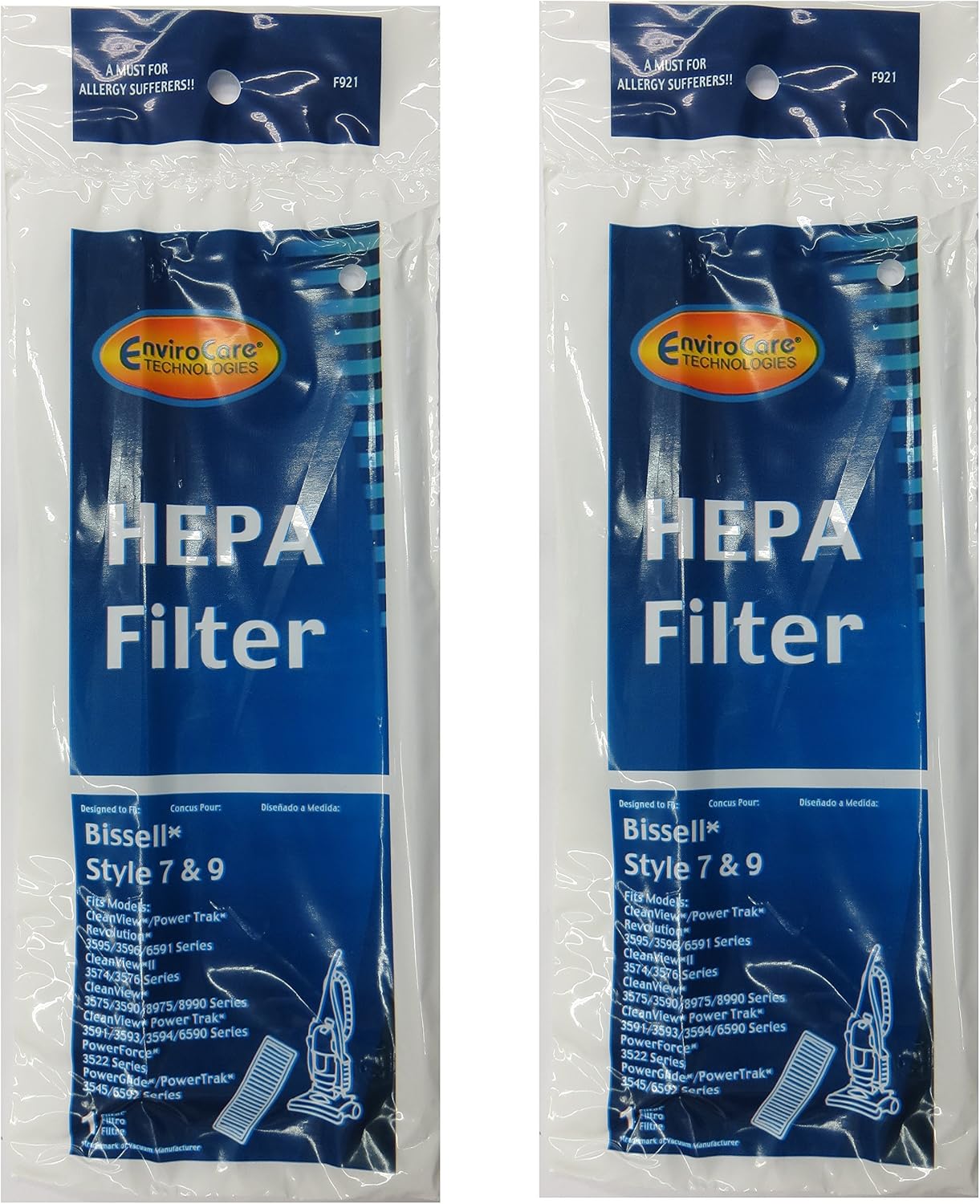 EnviroCare Replacement Post Motor HEPA Vacuum Filter Designed to Fit Bissell Style 7/9/16 2 Filters