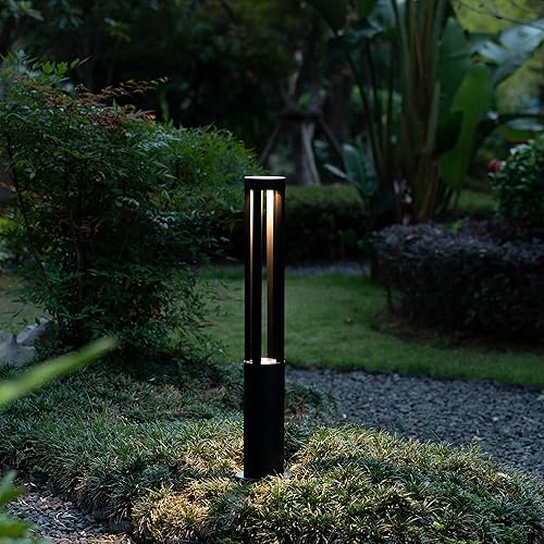 Miniatura 2 de Luz de aluminio negra redonda del jardín del LED, luz decorativa al aire libre del bolardo para el jardín, la vía y la entrada