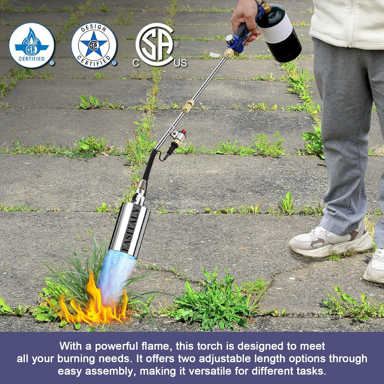 Propane Torch Weed Burner Kit with Storage Bag,High Output with 12.5FT Hose,Heavy Duty Blow Torch Flamethrower with Long/Short Mode for Flame Weeding,Roofing,Ice Melting,Road Marking,BBQ - Image 7