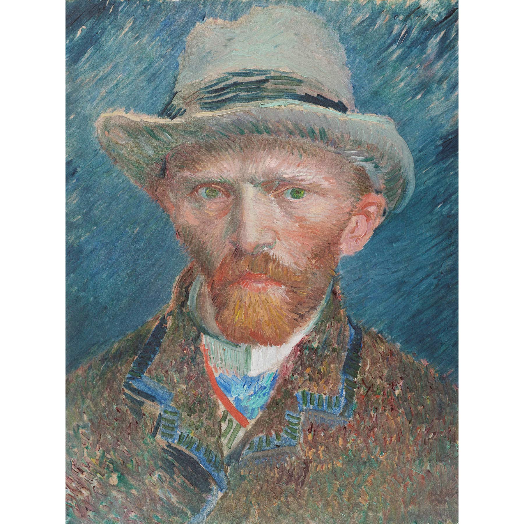 Artery8 Vincent Van Gogh Self Portrait Illustration Premium Wall Art Canvas Print 18X24 Inch