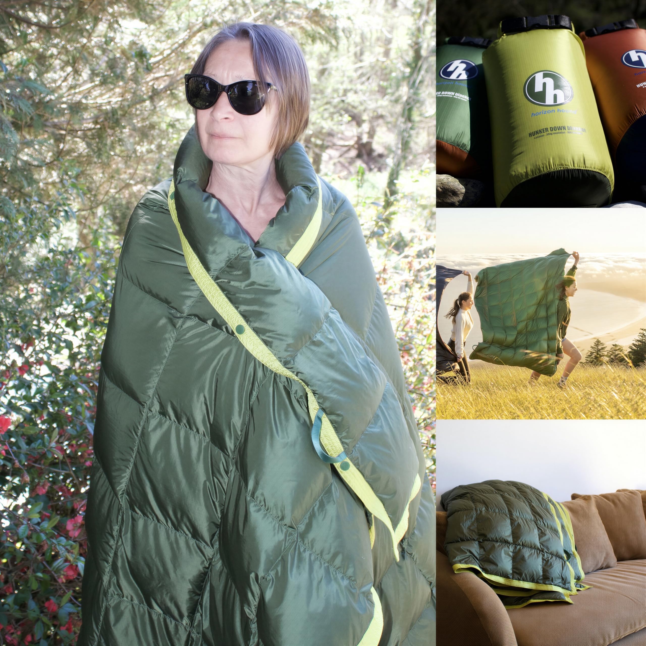 Horizon Hound GR-20 Down Camping Blanket - Outdoor Travel Quilt | Insulated, Lightweight & Warm Gear for Sleep, Camping, Stadium, Hiking & Festivals | Water Resistant, Packable & Compact
