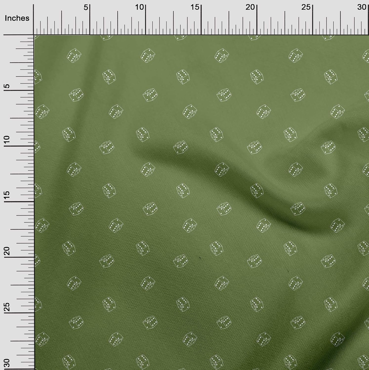 oneOone Viscose Chiffon Green Fabric Retro Dice Craft Projects Decor Fabric Printed By The Yard 42 Inch Wide