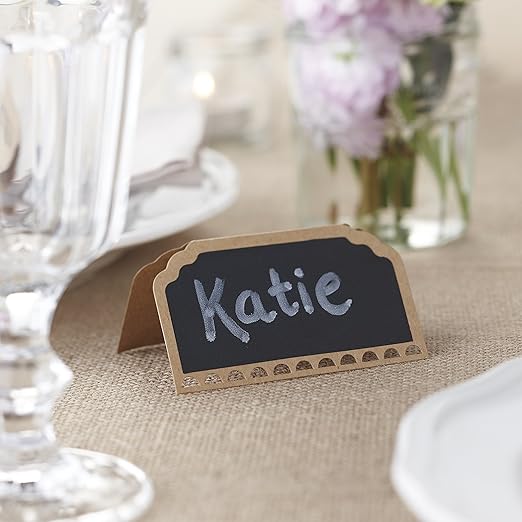 Ginger Ray Wedding Place Cards Chalkboard Kraft Vintage Affair, Plastic