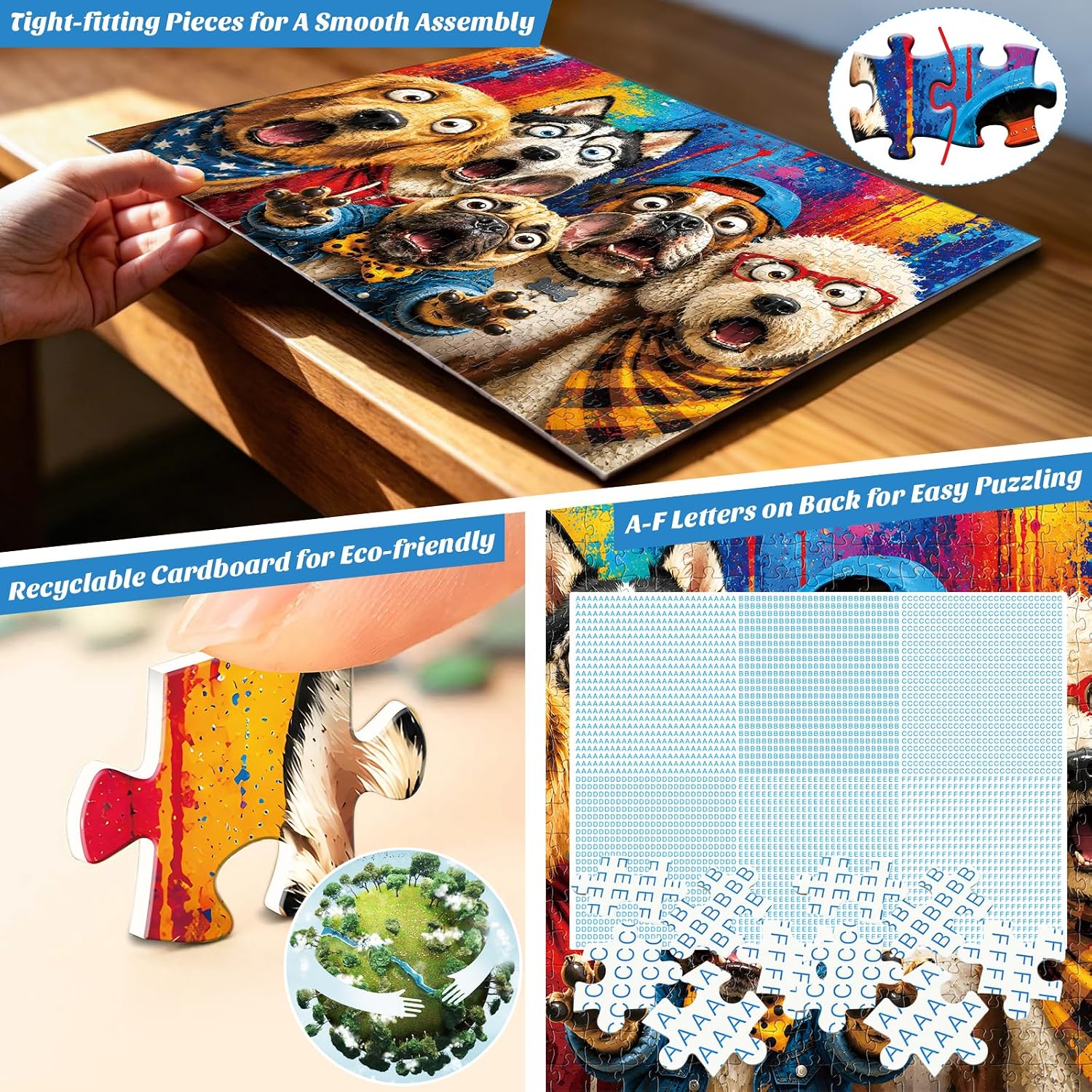 500 Piece Puzzle for Adults,Funny Dog Puppy Animal Jigsaw Puzzles 500 Piece image 3