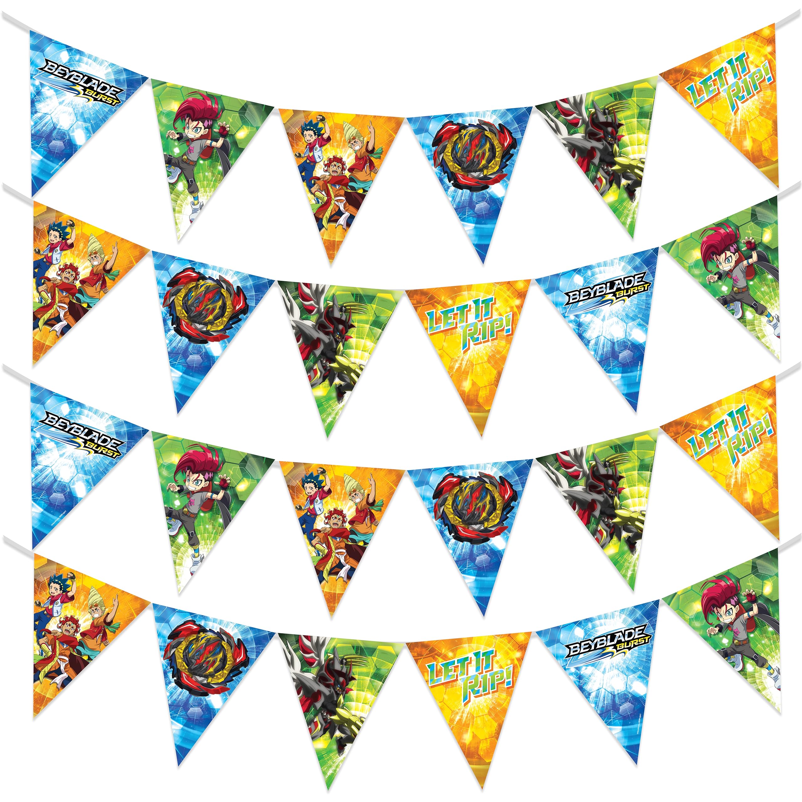 Treasures Gifted Officially Licensed BEYBLADE BURST Party Supplies - BEYBLADE Banner Pennants 2 Pack - BEYBLADE Birthday Party Supplies - BEYBLADE