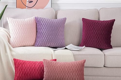 Miniatura 6 de MADIZZ Juego de 2 fundas de almohada decorativas de terciopelo súper suave con textura, estilo de lujo, funda de almohada para sofá y dormitorio,