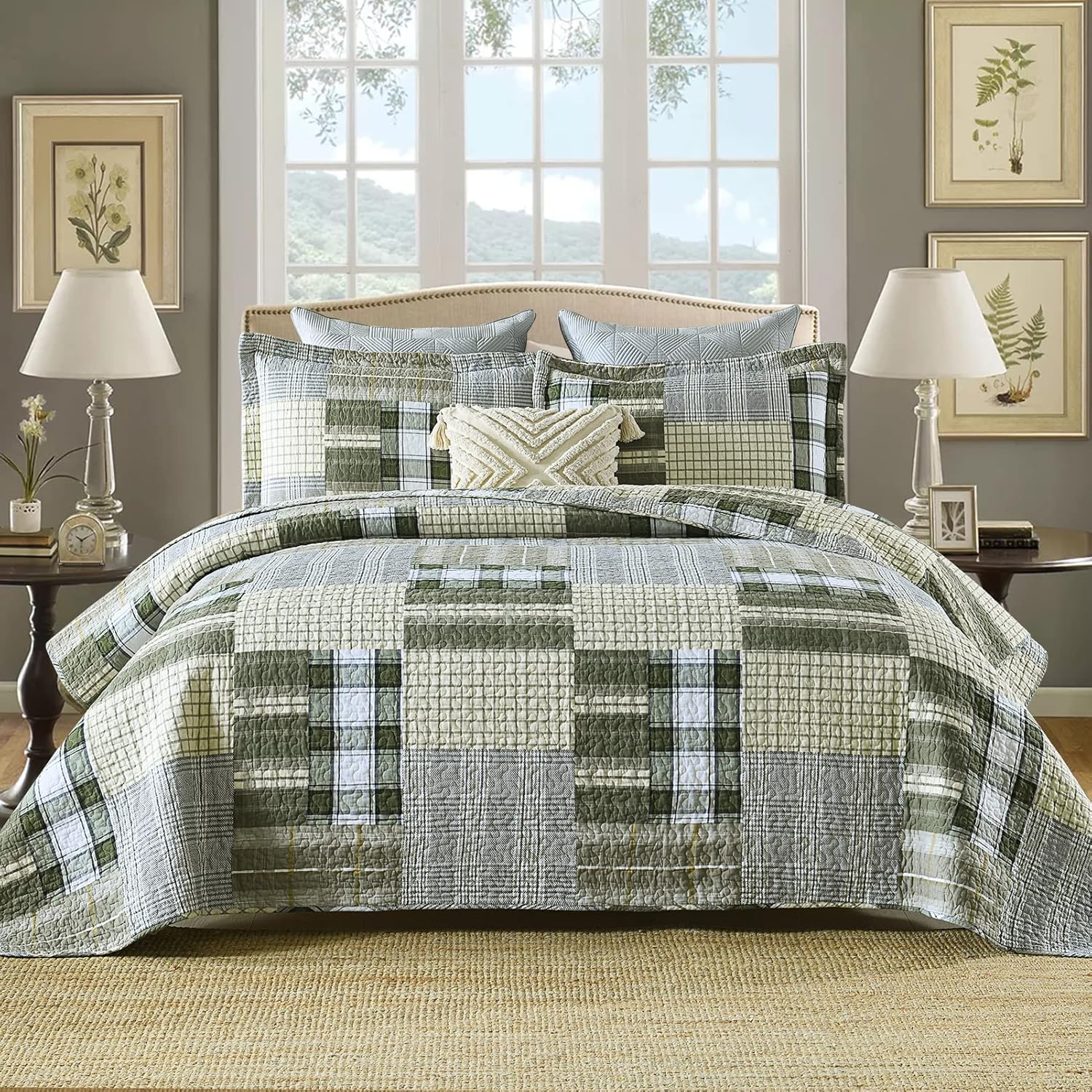 PANGUSHAN Quilts Sets King Size, 100 Cotton King Quilt