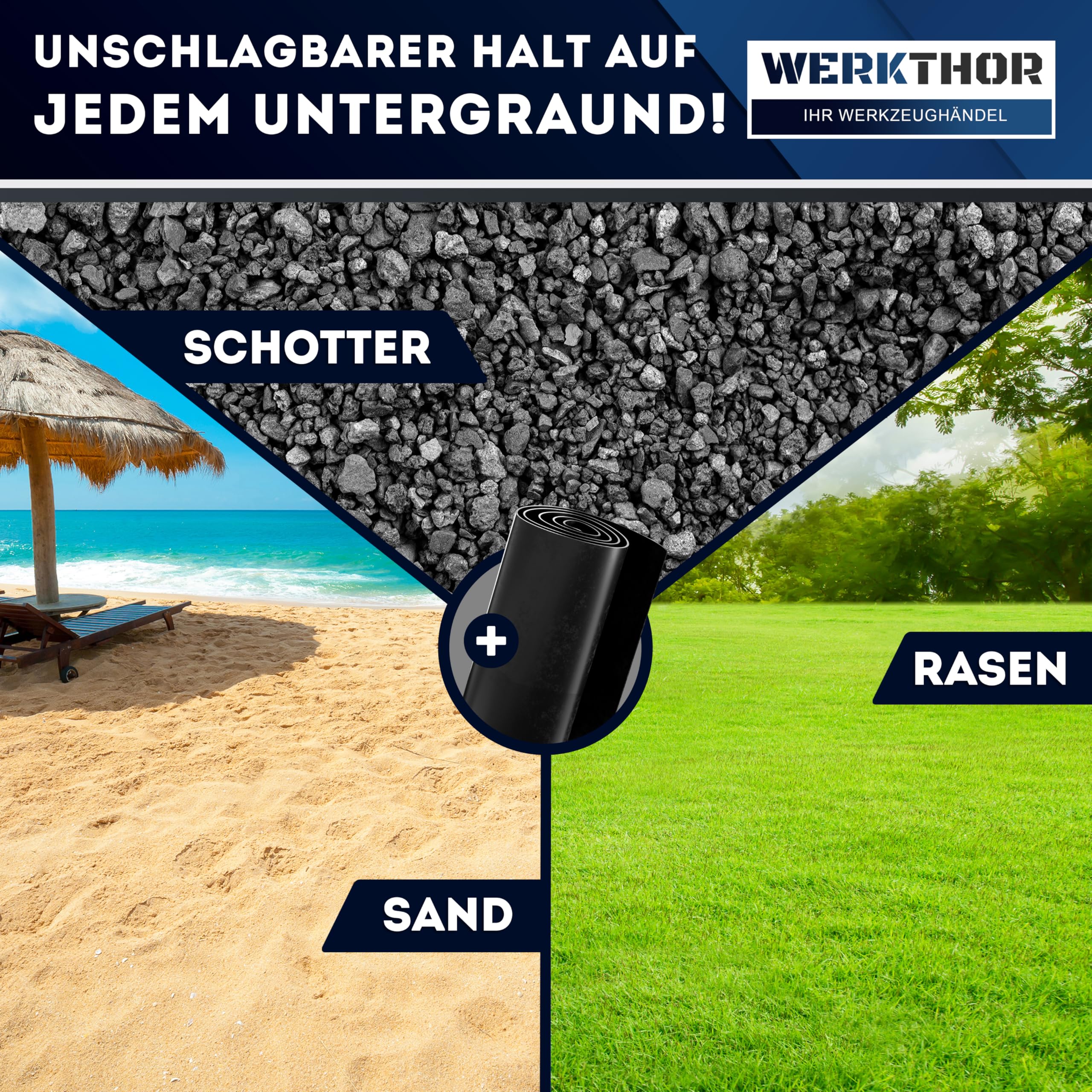 WERKTHOR Auffahrkeile Wohnmobil (Blau) – [2er Set] bewährte Auffahrkeile für Wohnwagen, Camper & Anhänger [<13,5t] – Stufenfreies Nivellieren, Unterlegkeile Wohnmobil inkl. Transporttasche (XXL)