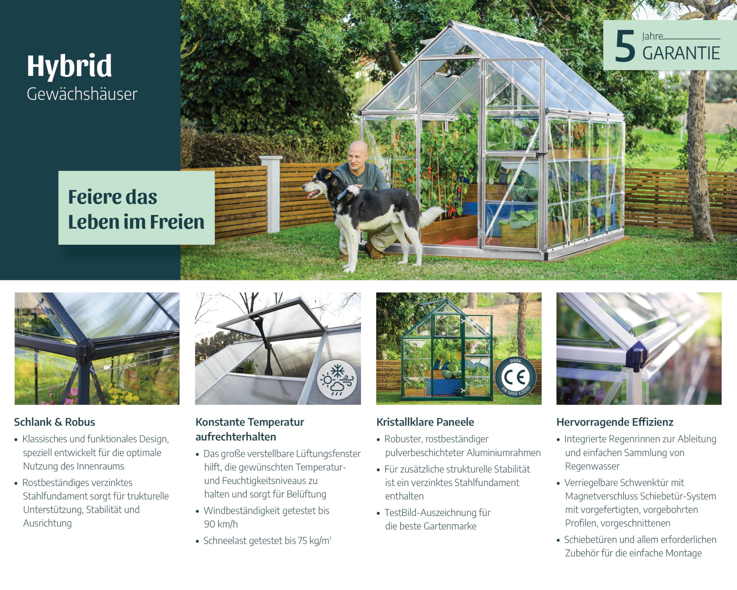 Palram - Canopia | Hybrid Gewächshaus, grün in cm 190x185x209 (LxBxH) klare Seitenwände