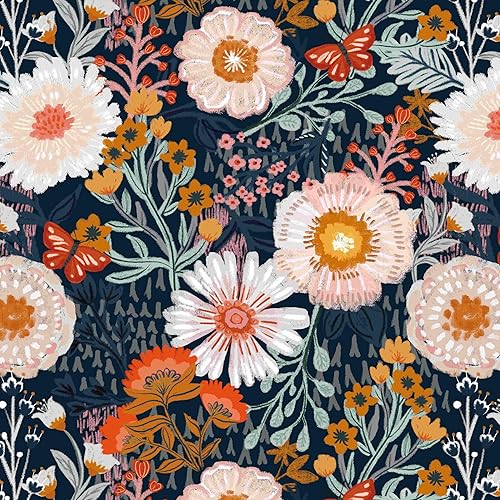 Miniatura 30 de Dimoon Papel tapiz autoadhesivo de 17.3''x78.7'' pulgadas con diseño floral lindo, papel de contacto vintage estilo aldea campestre, casa de campo,