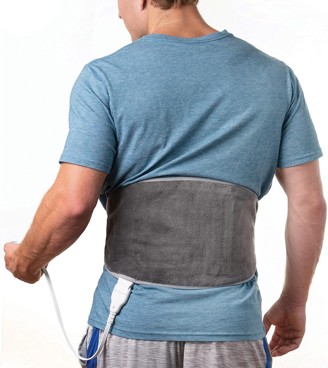 Pure Enrichment PureRelief Almohadilla térmica lumbar y abdominal - 4 configuraciones de calor, cinturón ajustable, paquete de gel frío/caliente y bolsa de almacenamiento - Ideal para dolor de espalda y calambres abdominales