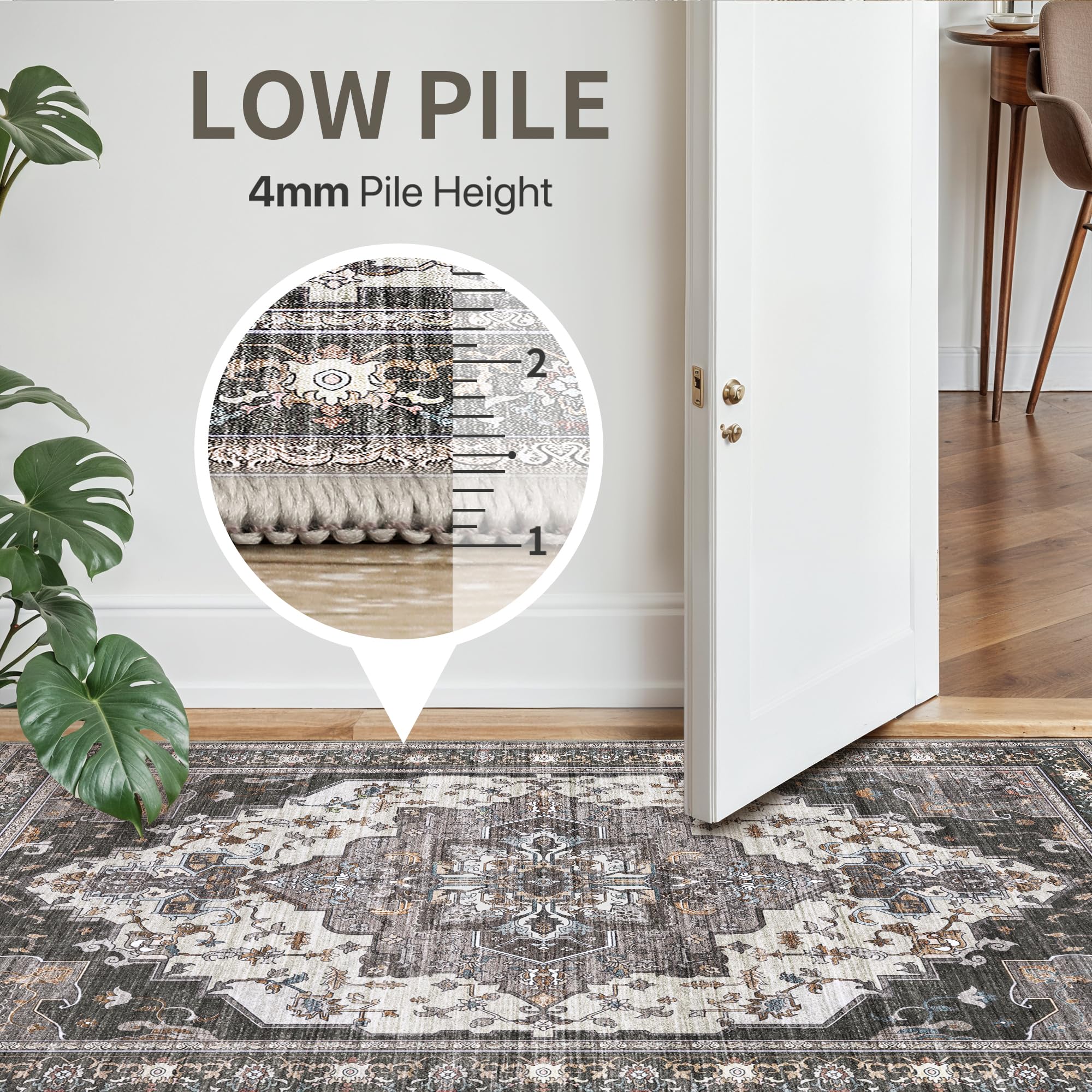 GENIMO Rugs Living Room 60x120CM Runner Rug Machine Washable Non Slip Boho Vintage No Pile Carpet for Bedroom Hallway, Lounge - Image 4