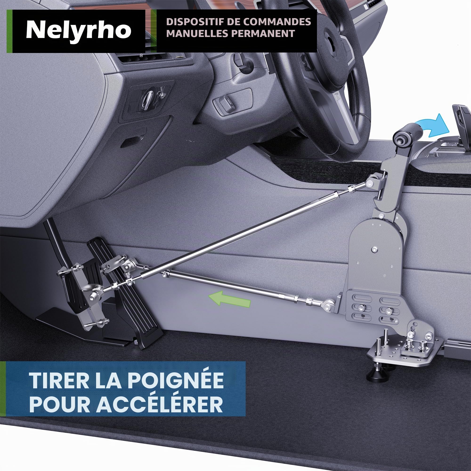 Commandes manuelles pour conducteurs handicapés, blessés ou à mobilité réduite, dispositif d'assistance pour pédales de frein et d'accélérateur, conçu pour les conducteurs blessés ou à mobilité