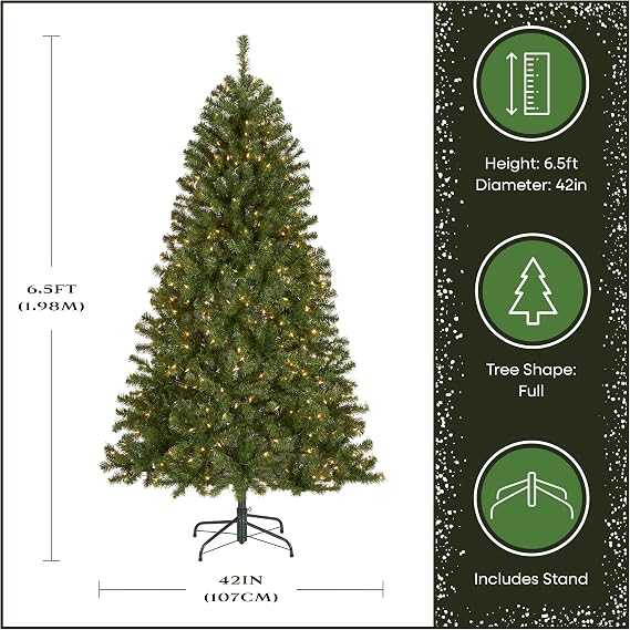 National Tree Company 6.5ft Pre-Lit North Valley Spruce Christmas Tree