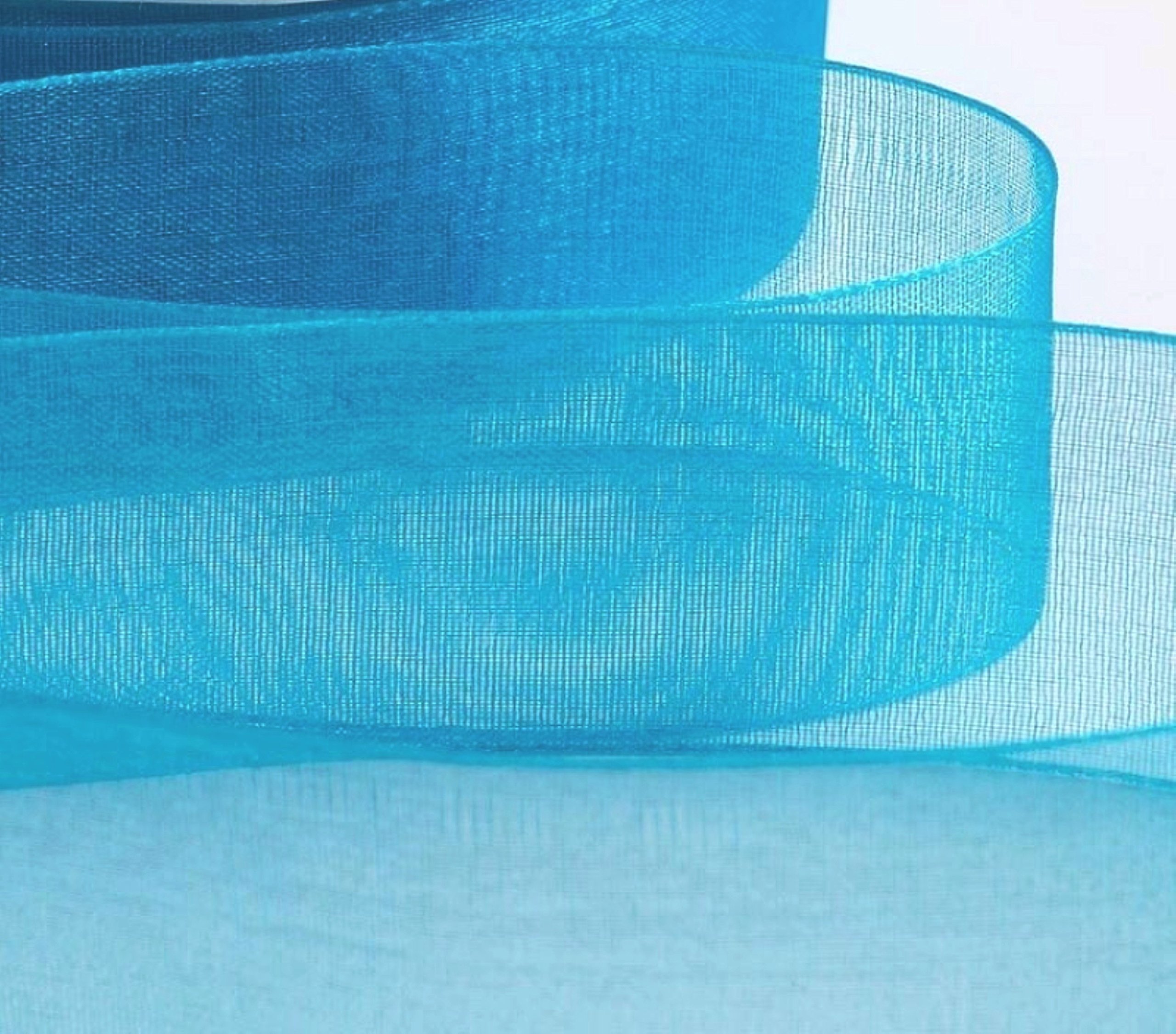 Gcs Turquoise Organza Gift Wrap Ribbon, Ribbons For Gift Wrapping, Christmas Ribbon, Gift Wrapping Ribbon For Crafting, Wedding Party Decor. 44 Meters S (25Mm, )