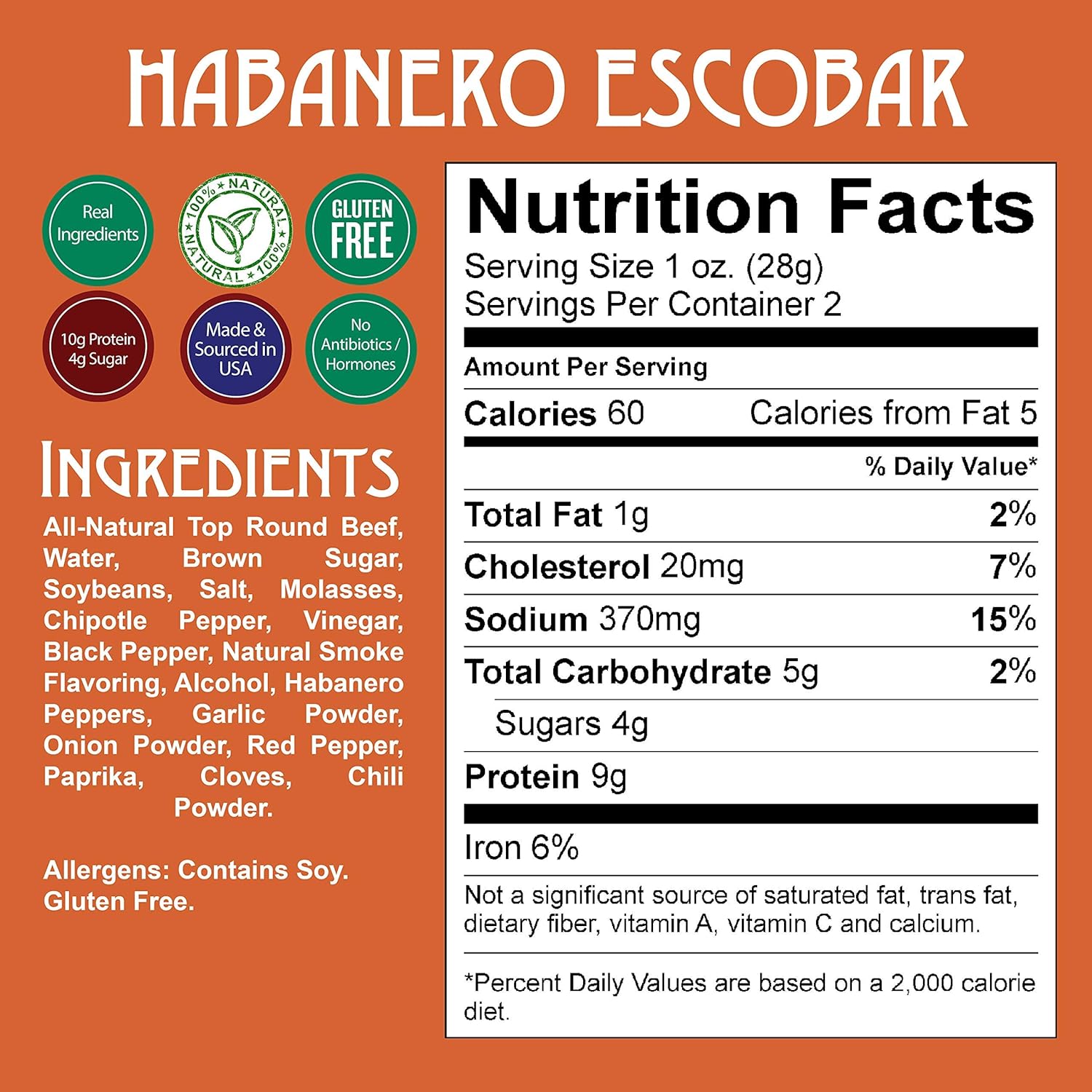 Righteous Felon Beef Jerky - Habanero Escobar Flavor - All-Natural - Locally Sourced & Dried Beef Jerky - Low-Sugar, High-Protein, Healthy Snacks - 2 Ounces, Pack of 3