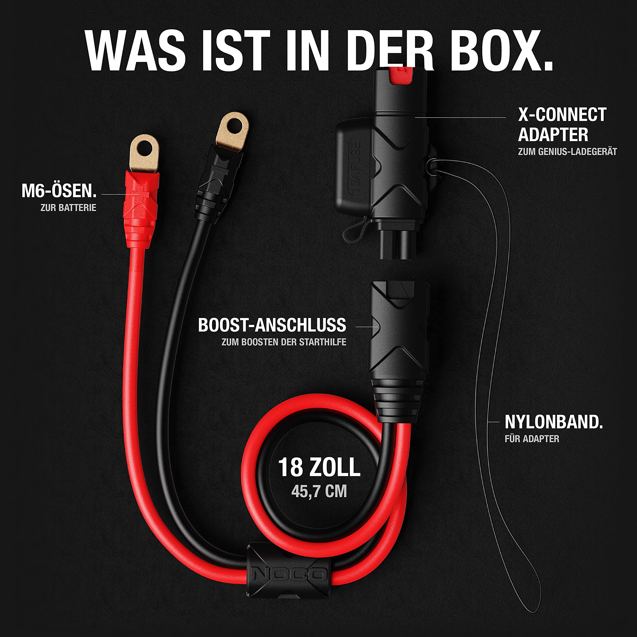 NOCO GBC007 47 cm Boost X-Connect Adapter-Verlängerungskabel für GB20 GB40 GB50 GBX45