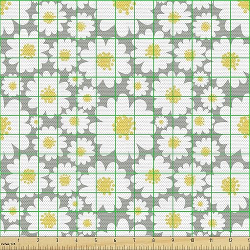 Miniatura 270 de Lunarable - Tela para amantes de perros de The Yard, patrón divertido de animales de dibujos animados en posiciones caprichosas estirando y Beige y