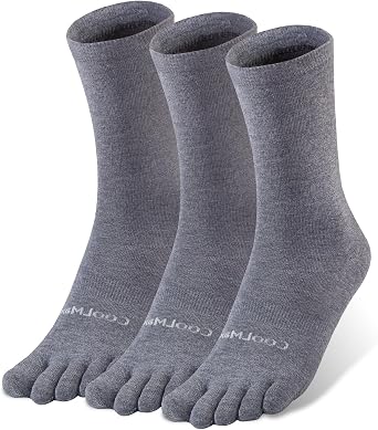 Toe Socks Liner Crew Socks for Men Women Coolmax Five Finger Socks 3 Pairs Running Socks
