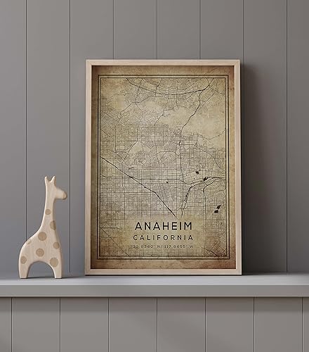 Miniatura 9 de Mapa de Anaheim, California, Vintage Western (8x10)