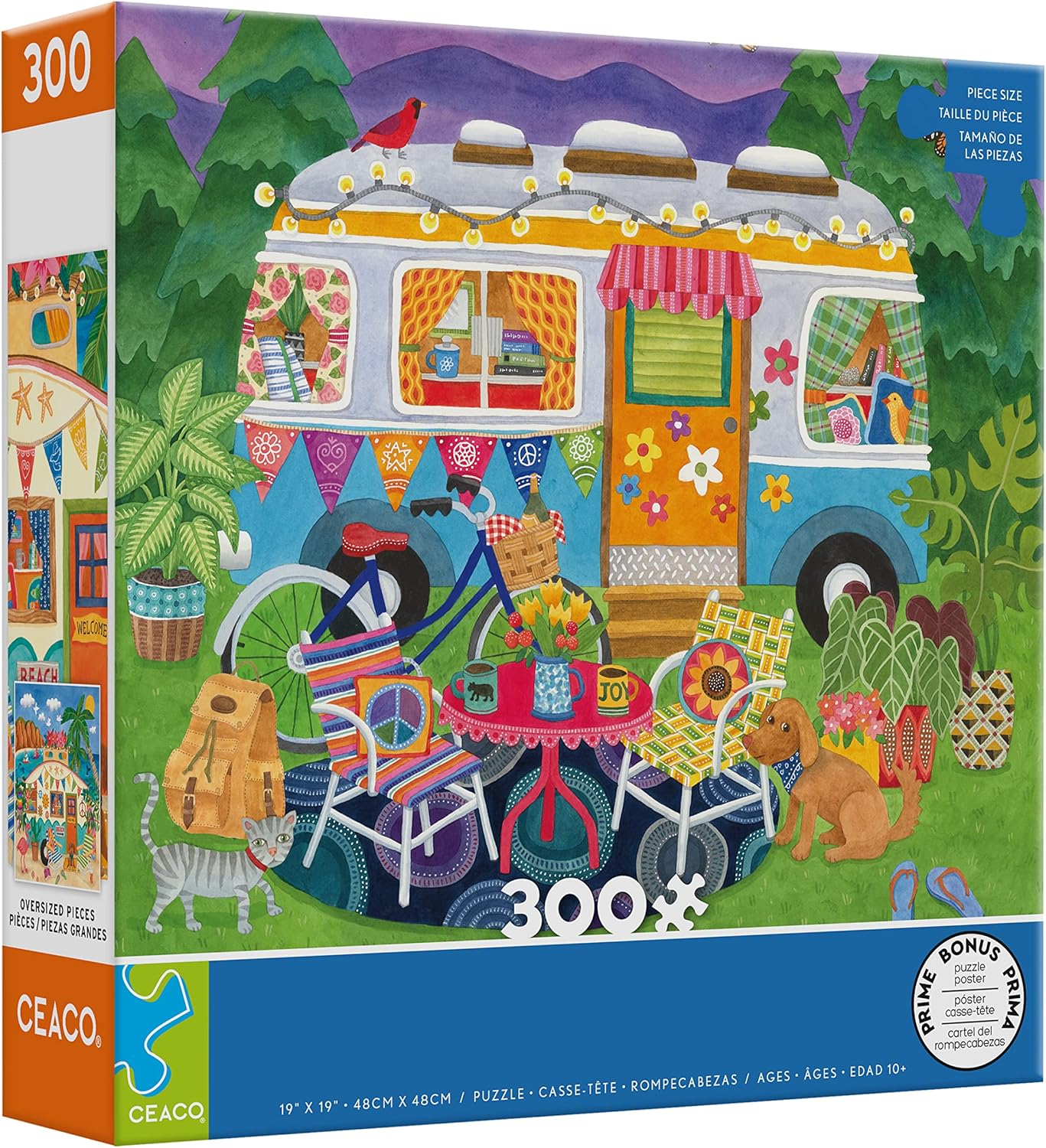 Ceaco - Happy Camper - Mountain Camper - Oversized 300 Piece Jigsaw Puzzle, 19 x 19