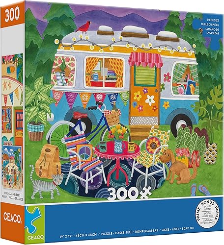 Miniatura 3 de Ceaco - Happy Camper - Mountain Camper - Rompecabezas de 300 piezas de gran tamaño, 19 x 19