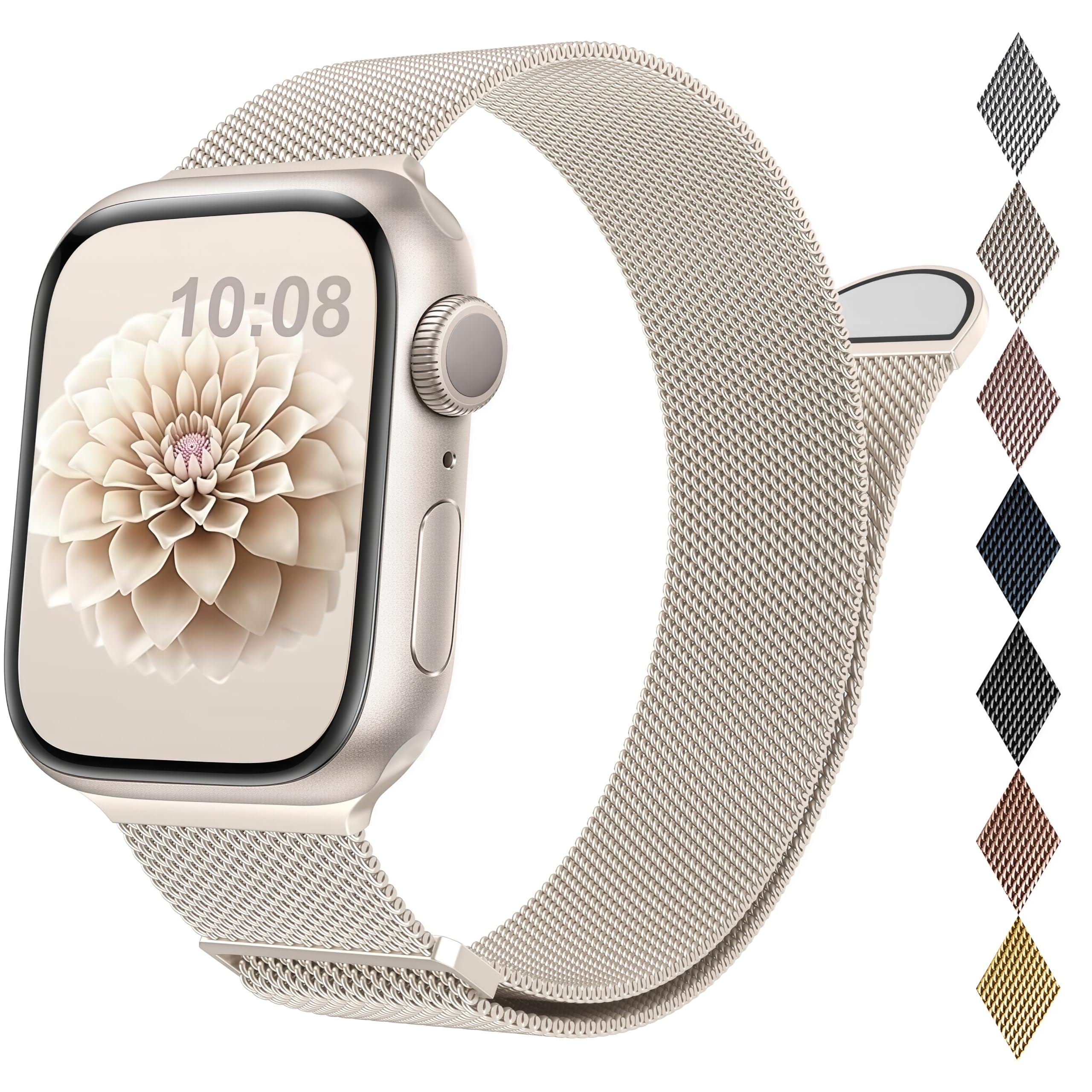 EPULY Milanese Edelstahl Armband Kompatibel mit Apple Watch Armband 40mm 42mm 38mm 41mm 44mm 45mm 46mm 49mm, Einstellbar Magnetisch Metallarmband für iWatch Series 11 10 9 8 7 6 5 4 3 SE 3 Ultra 3