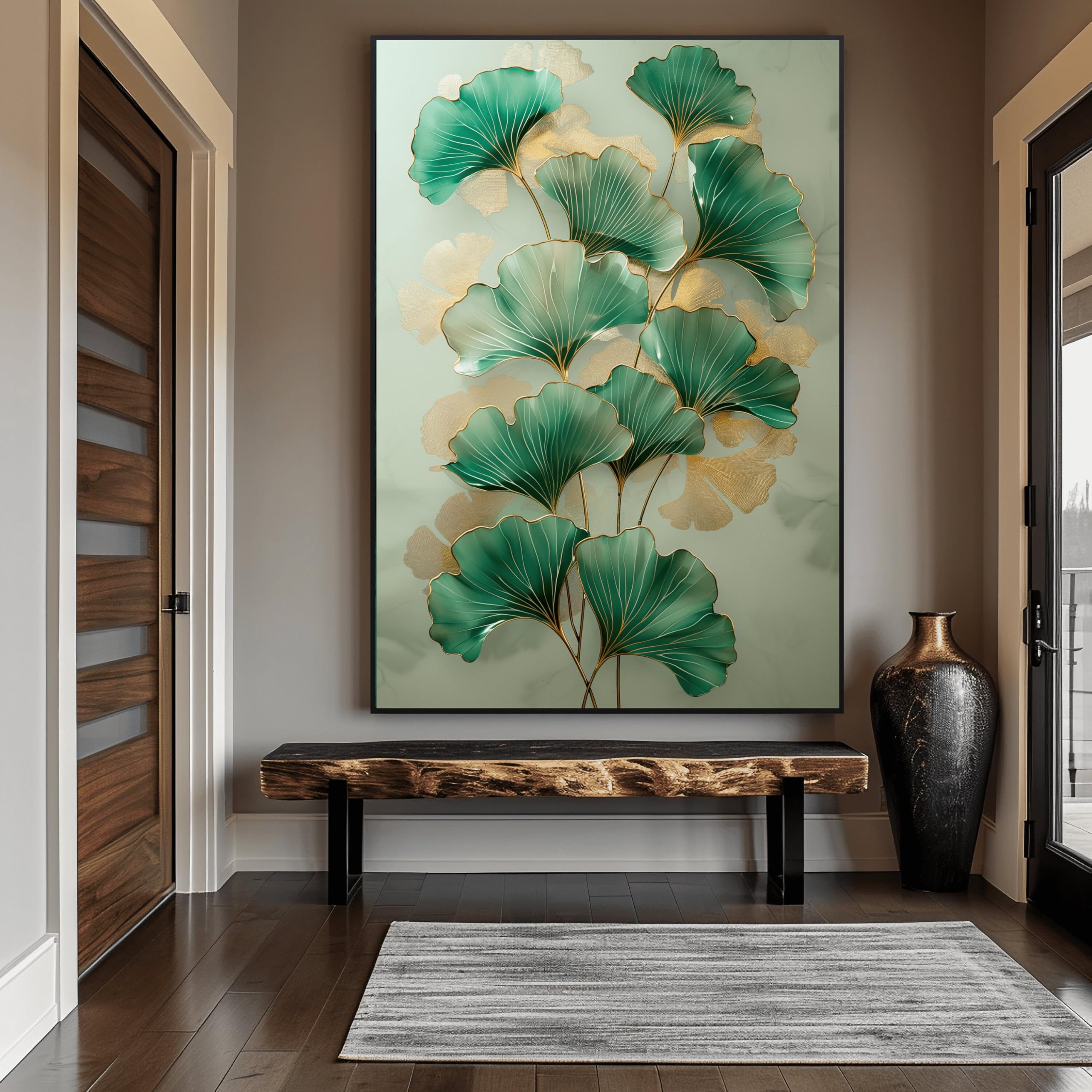 LMYCHENG Ginkgo Leaf Posters Abstract Art Print: Botanical Wall Art, Minimalist Canvas Painting for Living Room, Home Wall Decor(70x110cm/Frameless)