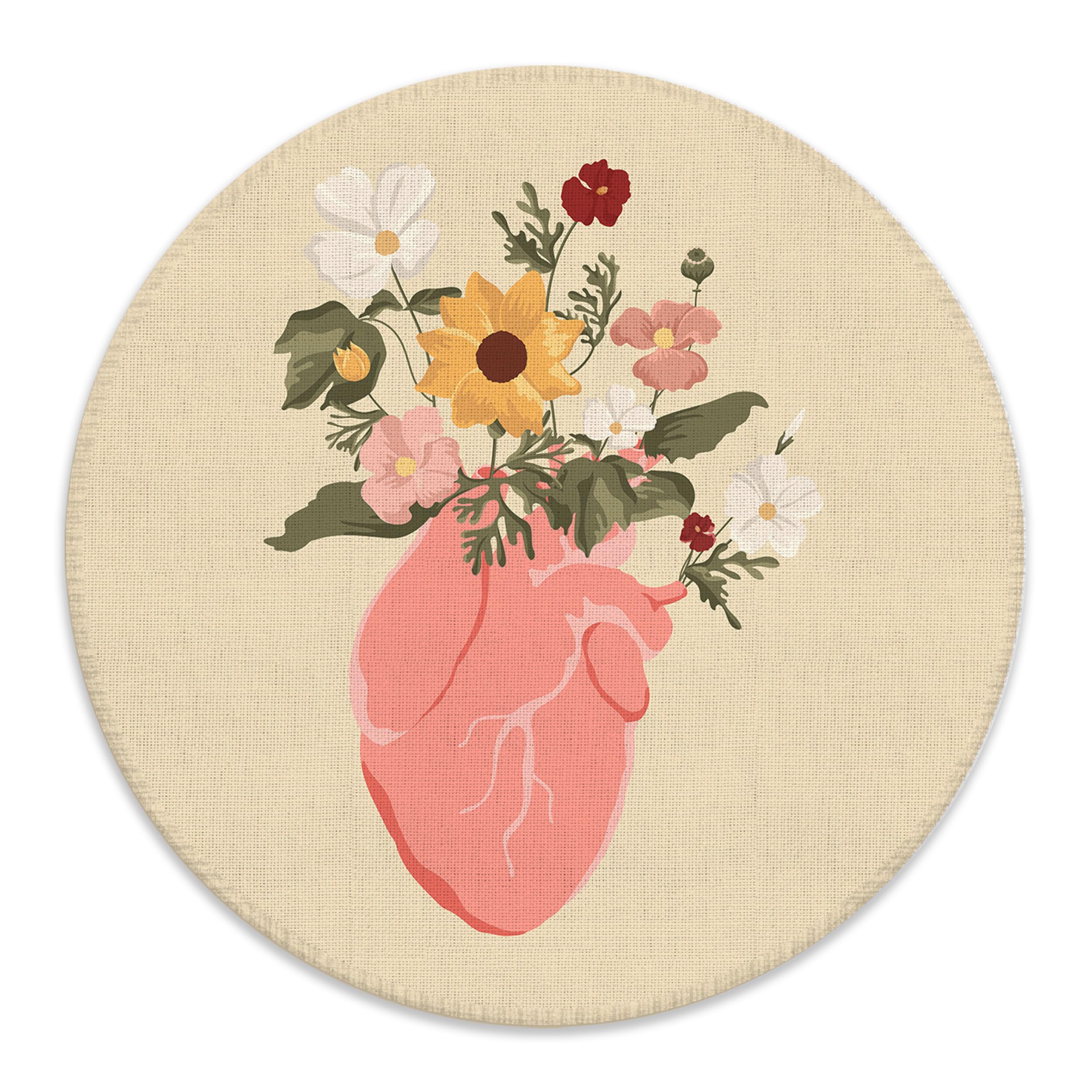 BILLAION Floral Heart Anatomy Mouse Pad for Medical Office Desk, Cardiologist Anatomical Mousepad for Work Wireless Mouse Computers Laptop Desk Accessories, 7.9x7.9 Inch