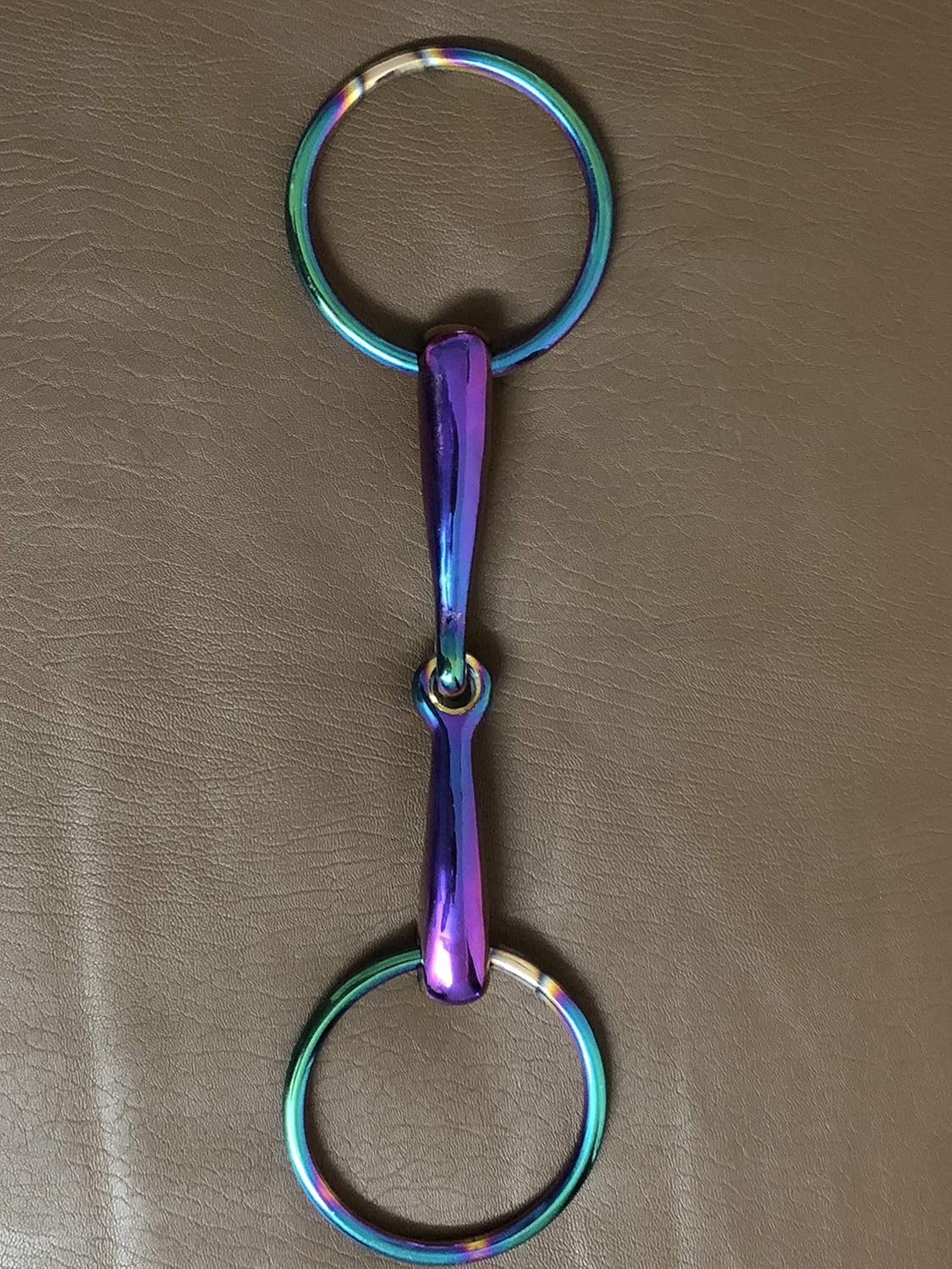 Horse Snaffle Bit Loose Ring Egg Butt Hanging Cheek Rainbow Multi Color with Lozenge Fat Multiple Size Tack Equestrian Shows (5.5 Inch, Egg Butt Oval Link)