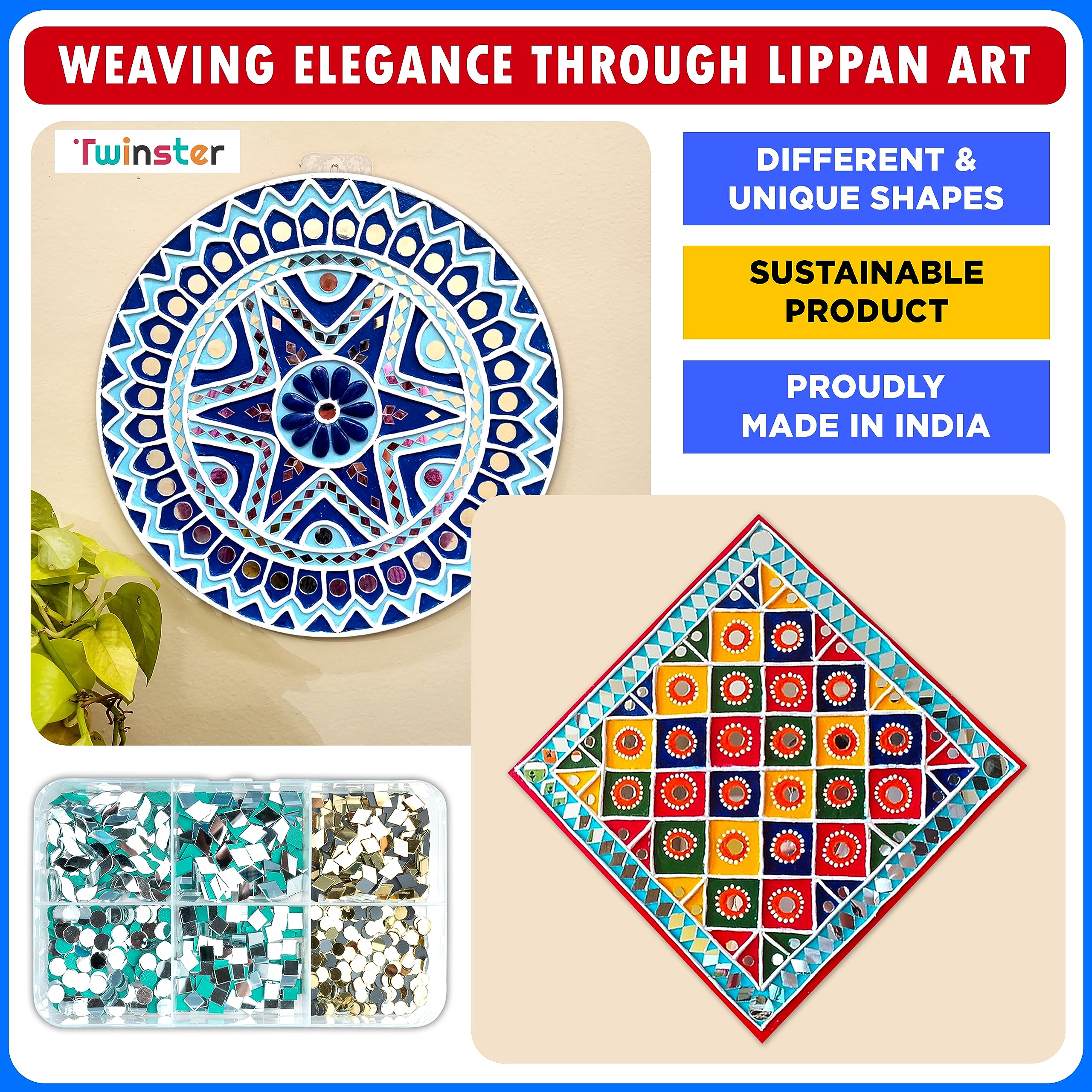 Twinster Mirrors for Craft Work (6 Different Shapes, 900 Total Pieces) Lippan Art Craft Materials Kit Decorative Mirrors DIY Best Kit 4