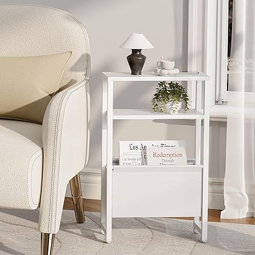 Miniatura 6 de Narrow Side Table, Slim End Table with Magazine Rack, Bedside Table for Small Spaces, 3 Tier Sofa Couch Table Nightstand for Living Room, Bedroom,