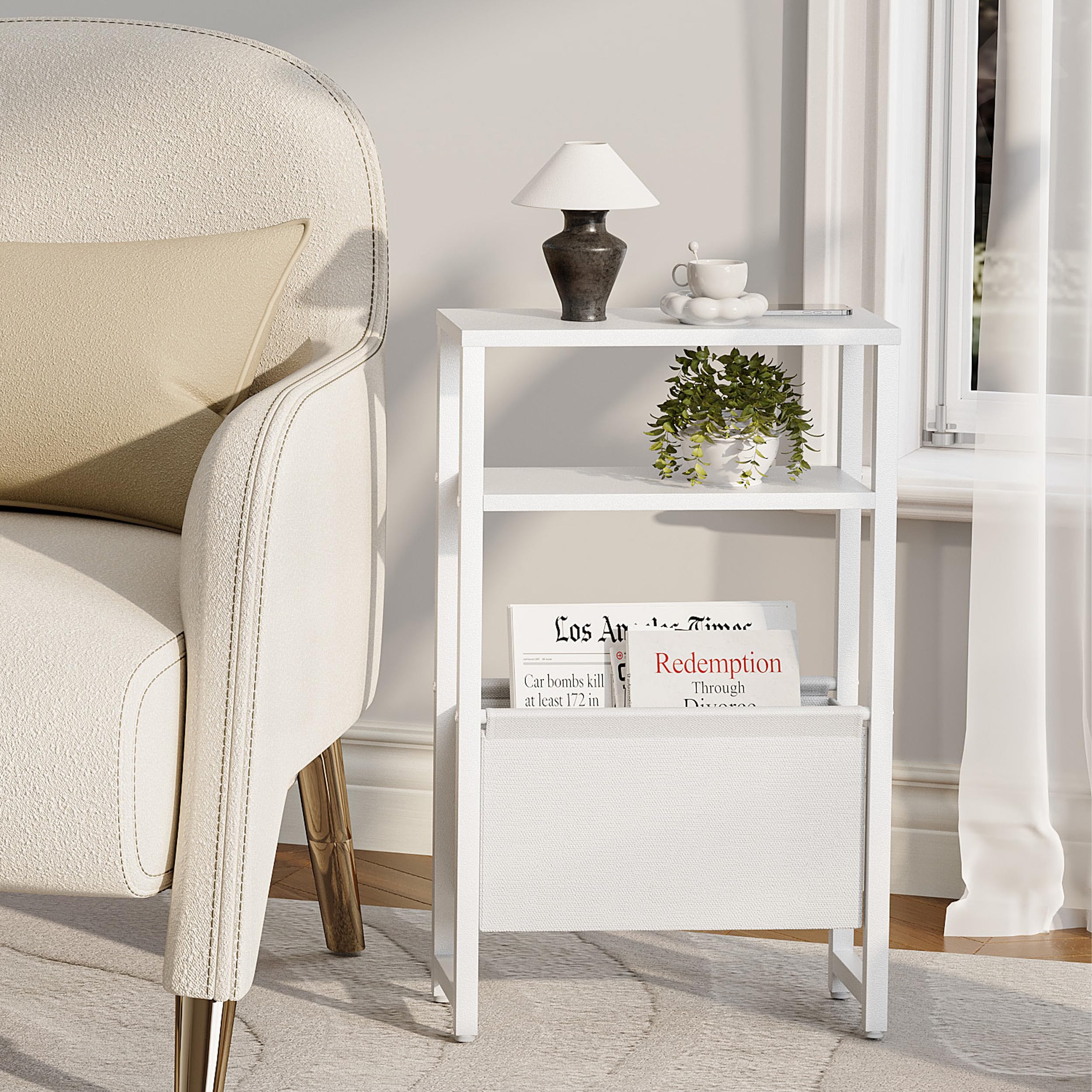 Rustic End Table Magazine Rack