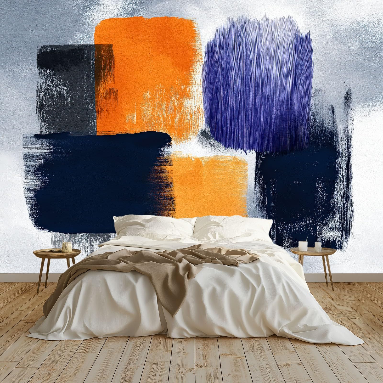 Poster mural moderne graffiti abstrait gris 400x280 cm en papier peint intissé haut de gamme