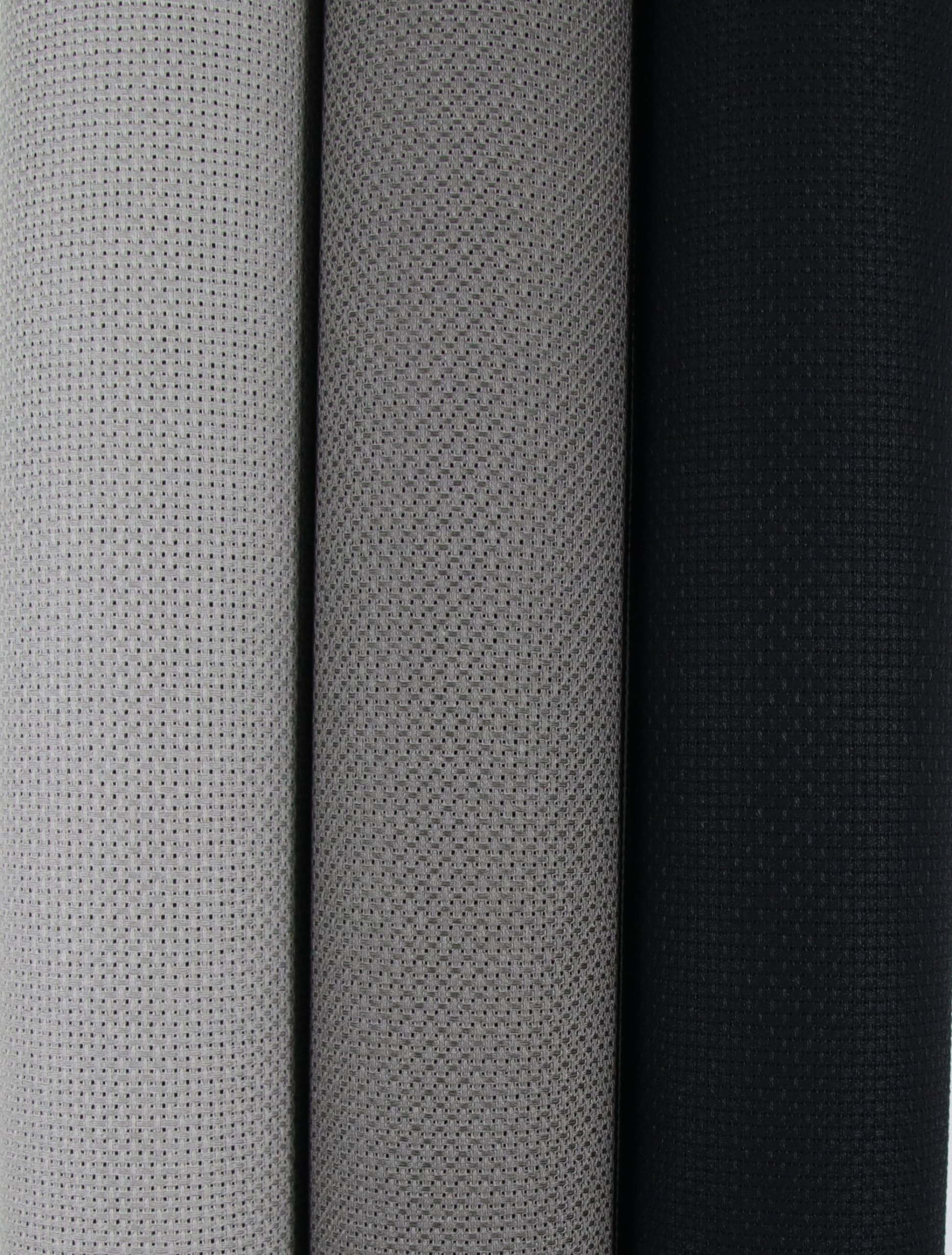 KCS 3 pc of 15" x 18"(38cmx45cm) Counted Cross Stitch Cotton Aida Cloth Needlework Rolled Fabric Box,14CT,Medium Grey+Dark Grey+Black
