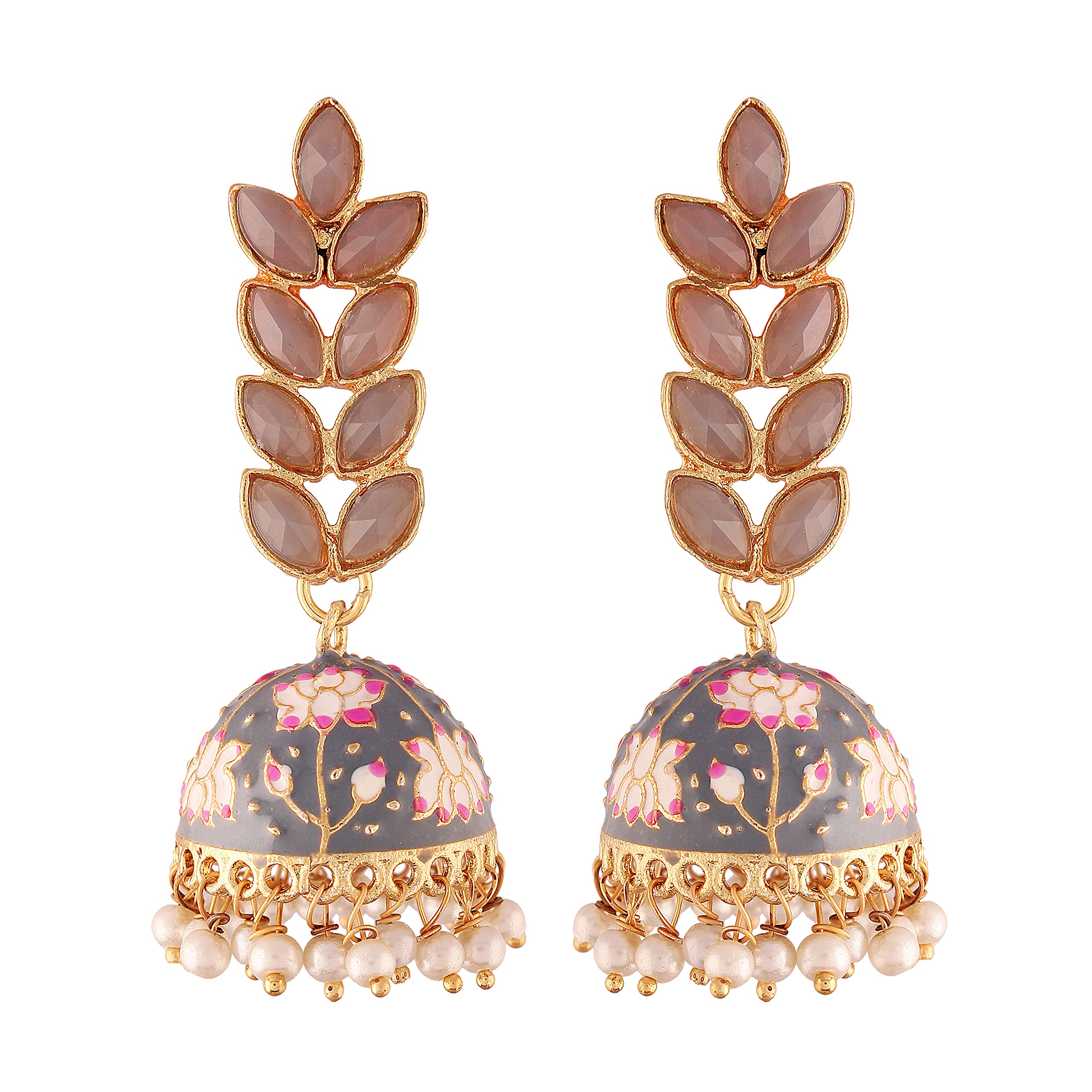I Jewels 18k Gold Plated Meena Work Leaf Shaped Jhumki Earring For Women (E2922Gr) (B097KD6Q3N) Amazon Price History, Amazon Price Tracker