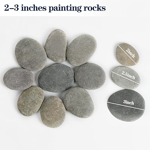Miniatura 4 de Simetufy 35 rocas de pintura grandes, rocas de río de 2 a 3 pulgadas para pintar, rocas planas para artes de bricolaje, piedras lisas seleccionadas