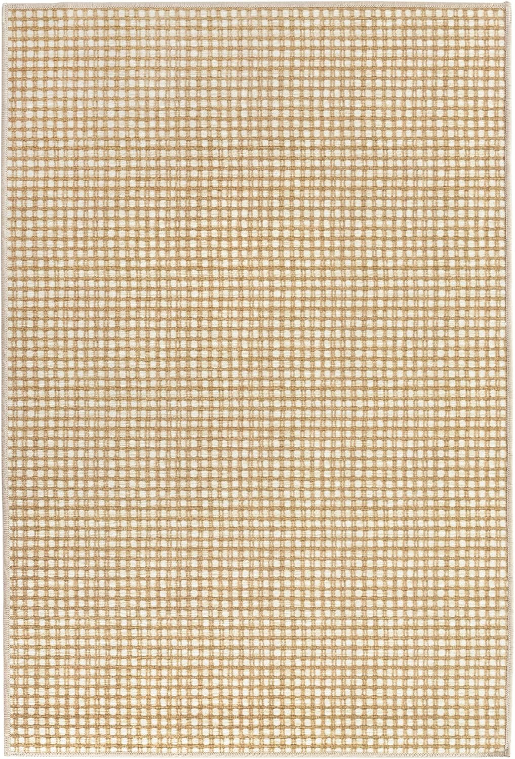 Dash & Albert Hartley Natural Machine Washable Rug, 6 X 9 Feet, Natural Plaid Pattern - Premium Luxury Hotel Quality Soft Breathable Hypoallergenic Machine Washable Easy Care All Season