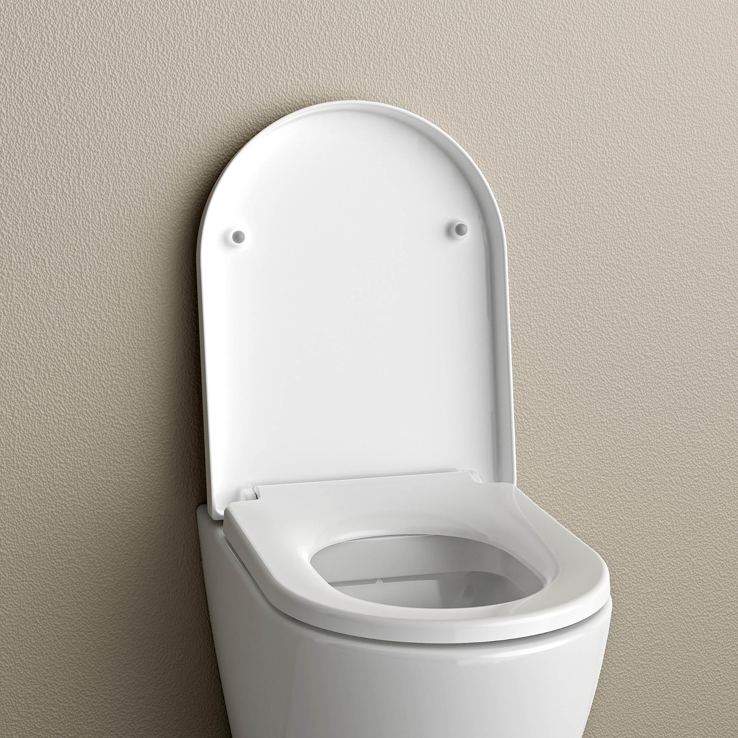 Asiento de inodoro con cierre suave U1002 blanco, asiento de inodoro desmontable de duroplástico, tapa de inodoro de repuesto con función de cierre suave en forma de D, fijación de acero inoxidable