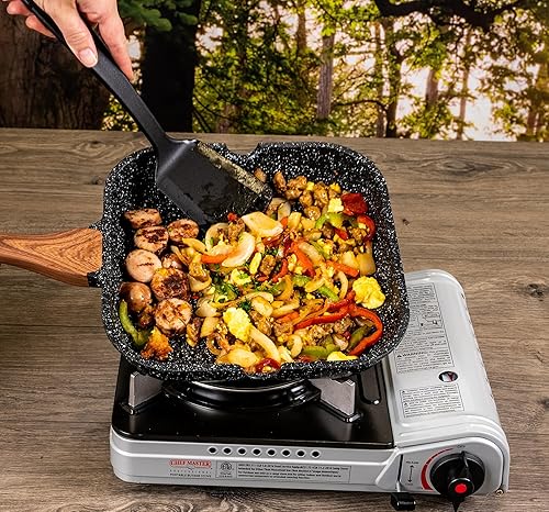 Miniatura 4 de Chef Master Paquete combinado de estufa de butano 90235  Incluye 4 latas de combustible de butano de 8 onzas  12,000 BTU  Portátil, con funda de