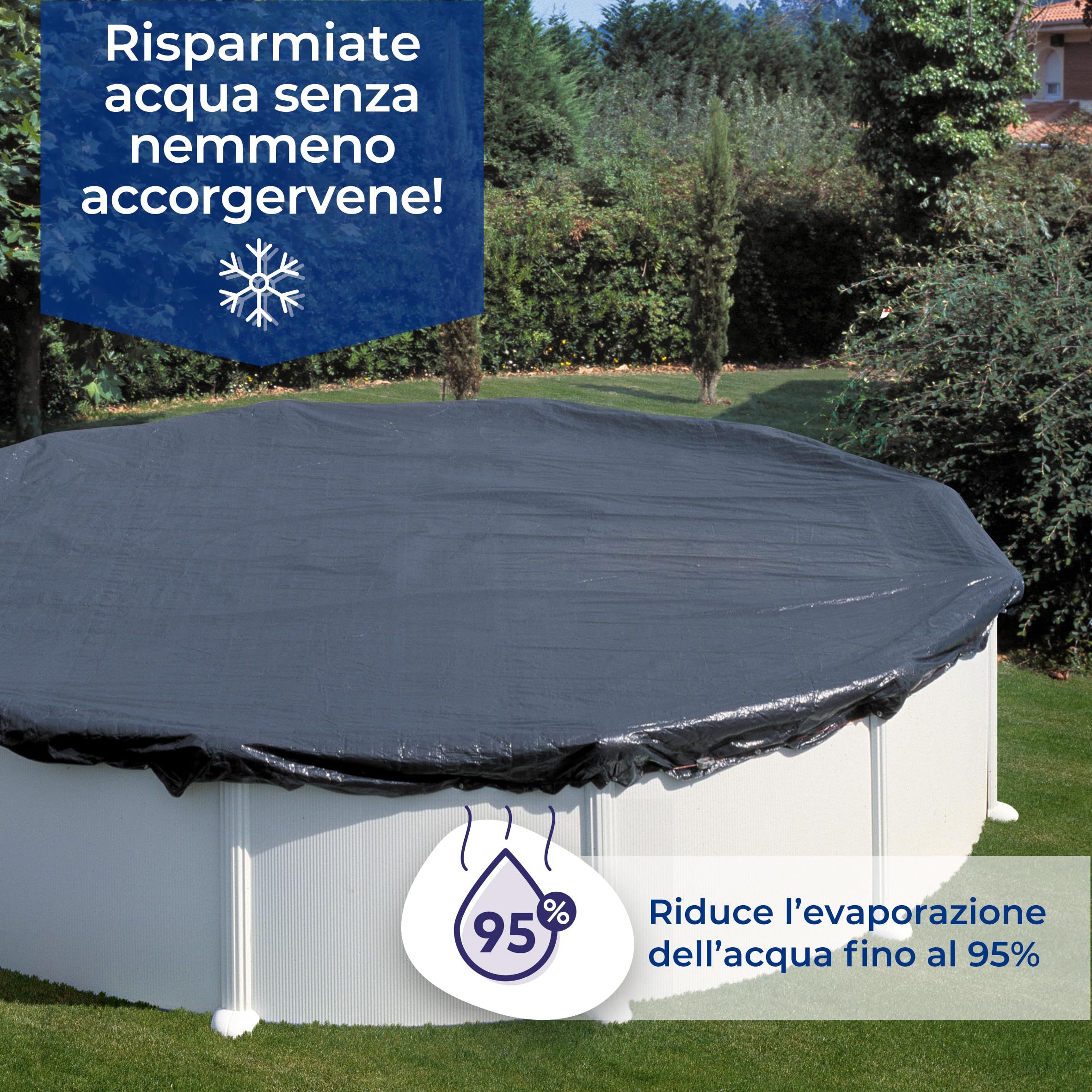 Gre Copertura Invernale polietilene 120g/m² Piscina Ovale 610x375 cm