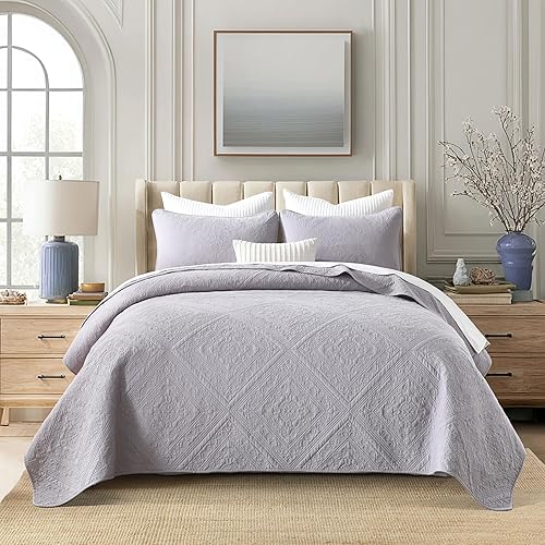 Miniatura 17 de Juego de ropa de cama, edredón de tamaño King, juego de edredón de algodón, juego de cama con patrón de rayas marrón topo, colchas ligeras 05-1